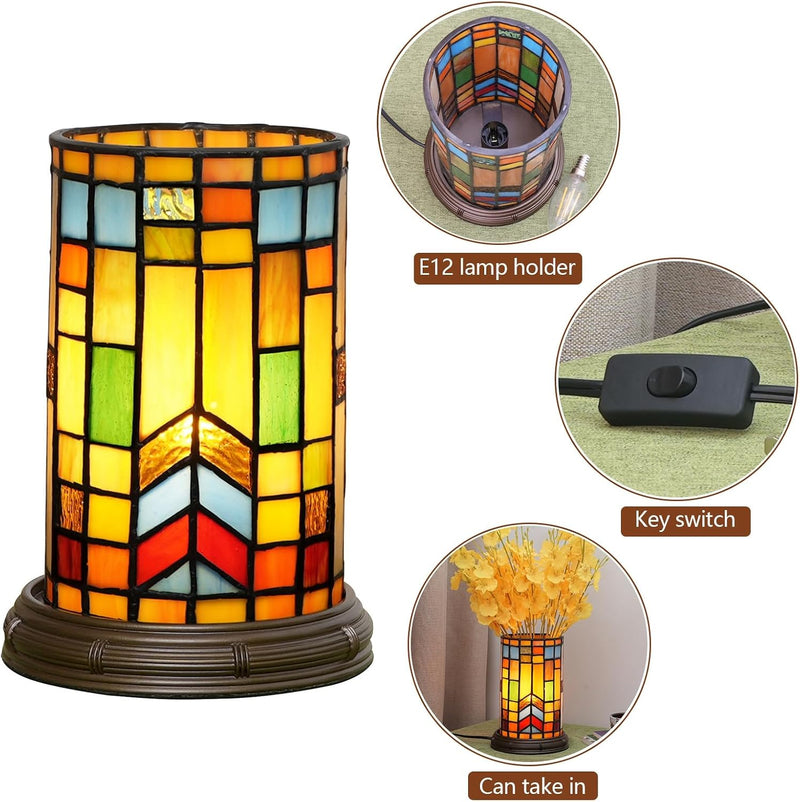 Tiffany Style Stained Glass Bohemian Block Table Lamp