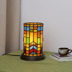 Tiffany Style Stained Glass Bohemian Block Table Lamp
