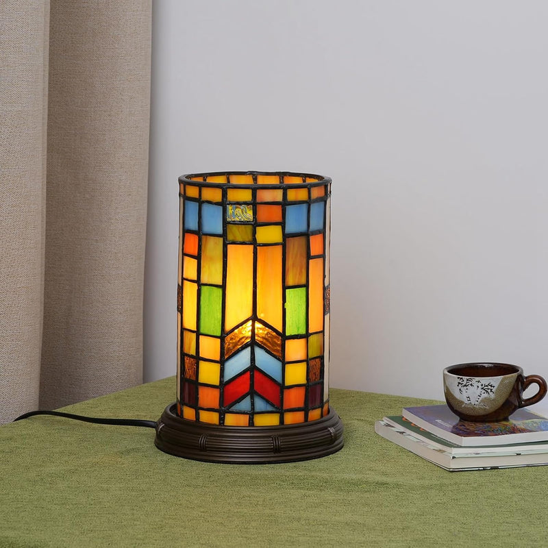 Tiffany Style Stained Glass Bohemian Block Table Lamp