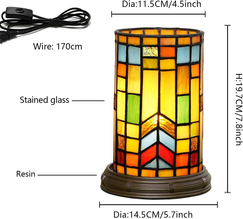 Tiffany Style Stained Glass Bohemian Block Table Lamp