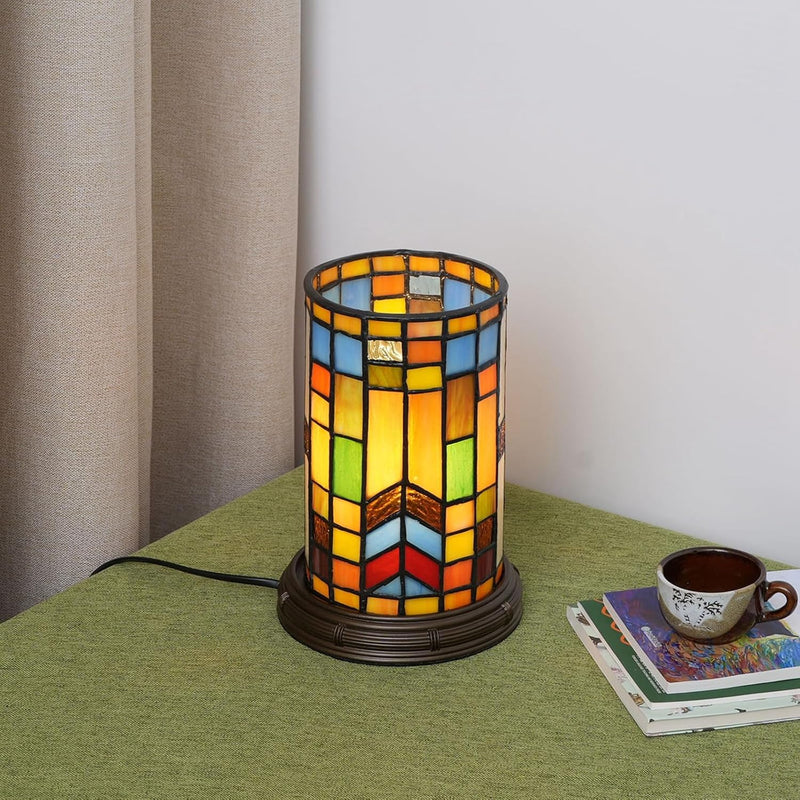 Tiffany Style Stained Glass Bohemian Block Table Lamp