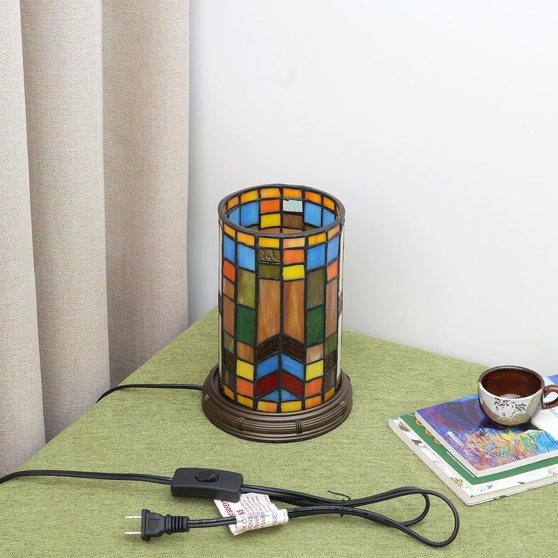 Tiffany Style Stained Glass Bohemian Block Table Lamp