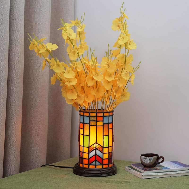 Tiffany Style Stained Glass Bohemian Block Table Lamp