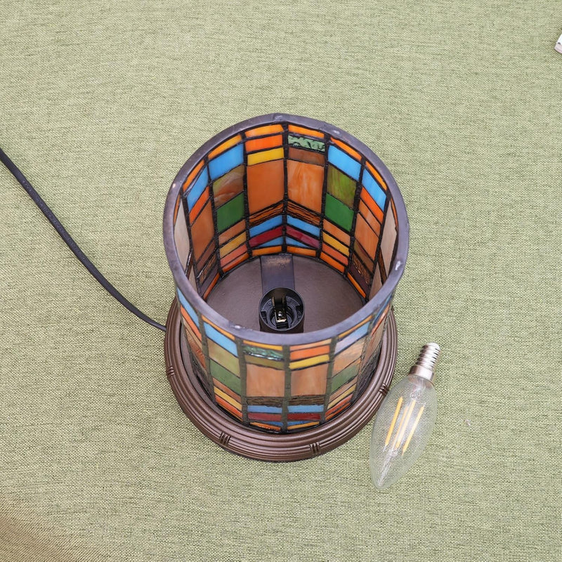 Tiffany Style Stained Glass Bohemian Block Table Lamp