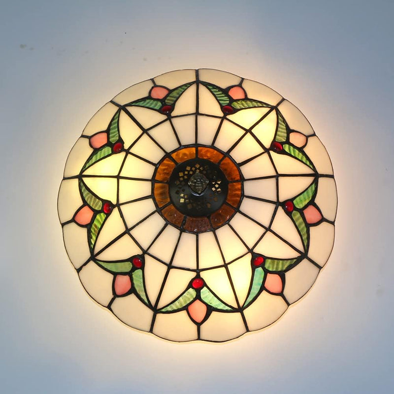 Tiffany Style Stained Glass Ceiling Lamp 16 Inch