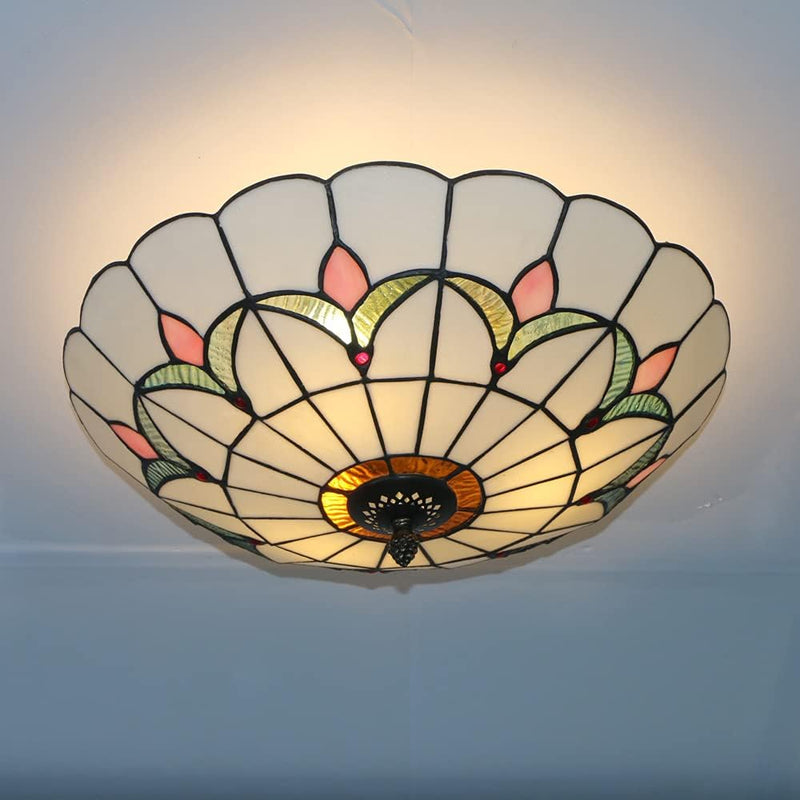 Tiffany Style Stained Glass Ceiling Lamp 16 Inch