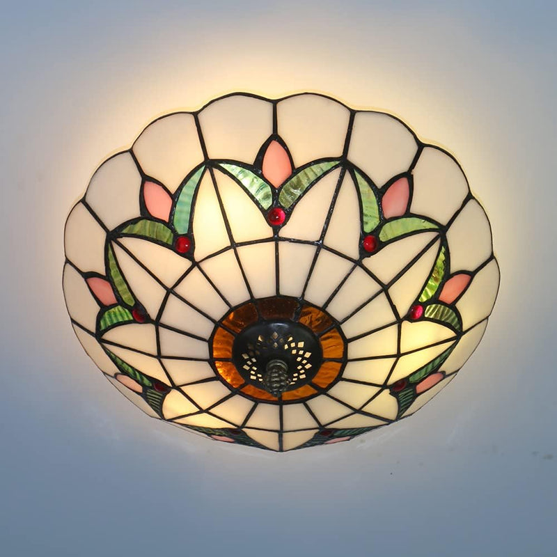 Tiffany Style Stained Glass Ceiling Lamp 16 Inch