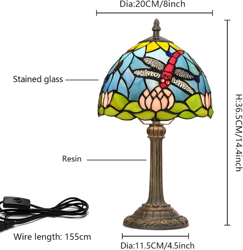 Tiffany Style Stained Glass Table Lamp Dragonfly Bedroom
