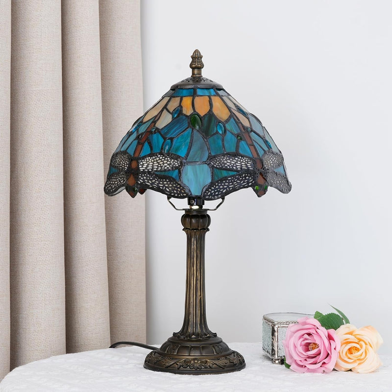 Tiffany Style Stained Glass Table Lamp Dragonfly Bedroom
