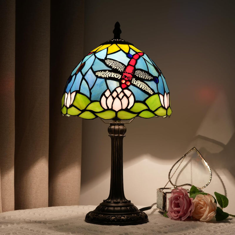Tiffany Style Stained Glass Table Lamp Dragonfly Bedroom