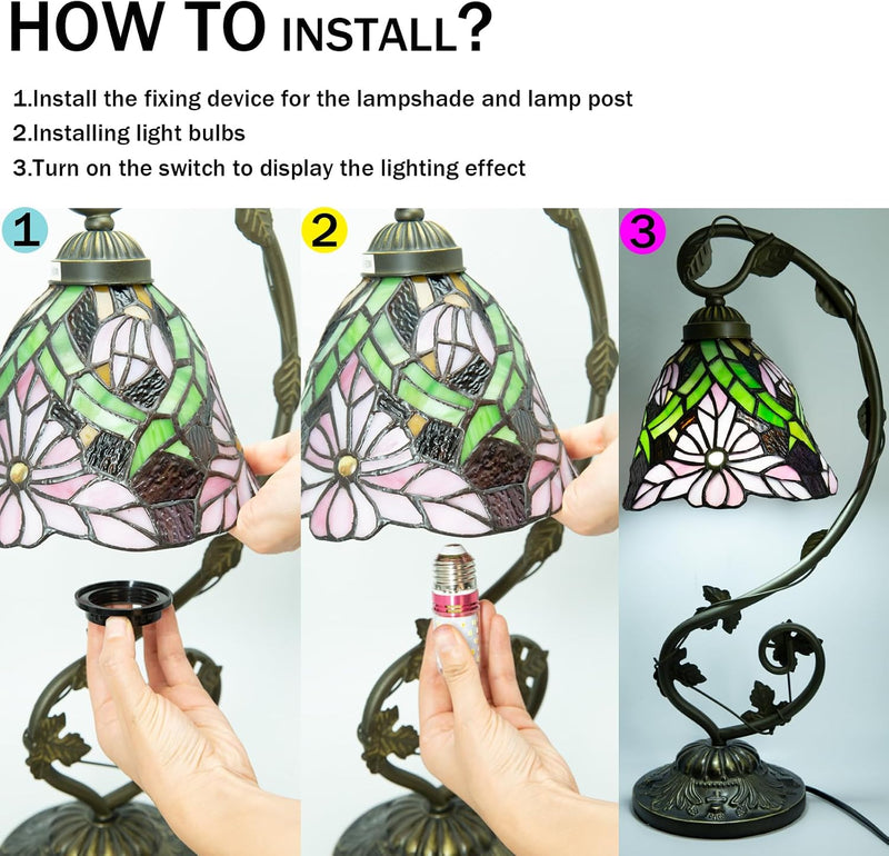 Tiffany Style Table Lamp Baroque 3 Colour Temperatures