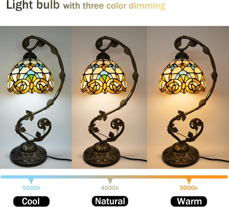 Tiffany Style Table Lamp 8 Inch Stained Glass