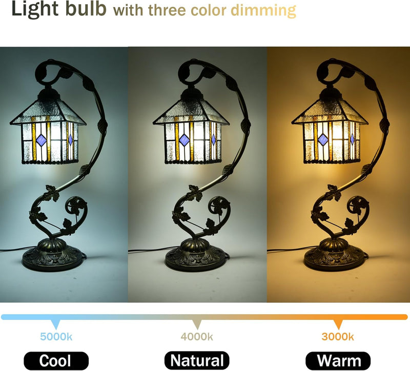 Tiffany Style Table Lamp 8 Inch Stained Glass