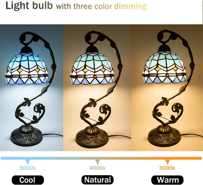Tiffany Style Table Lamp 8 Inch Stained Glass