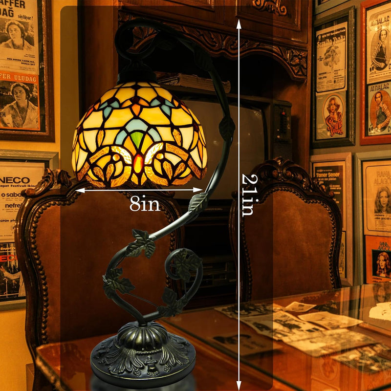 Tiffany Style Table Lamp 8 Inch Stained Glass