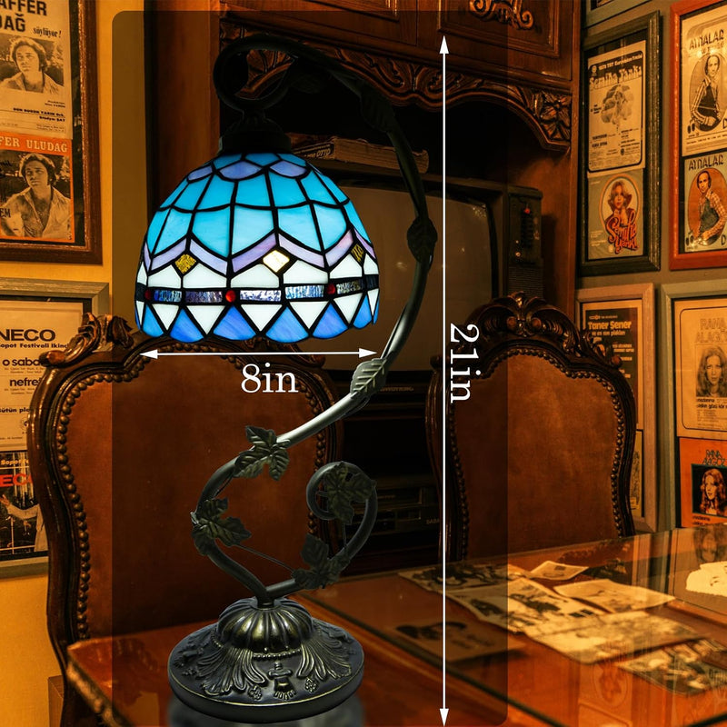 Tiffany Style Table Lamp 8 Inch Stained Glass