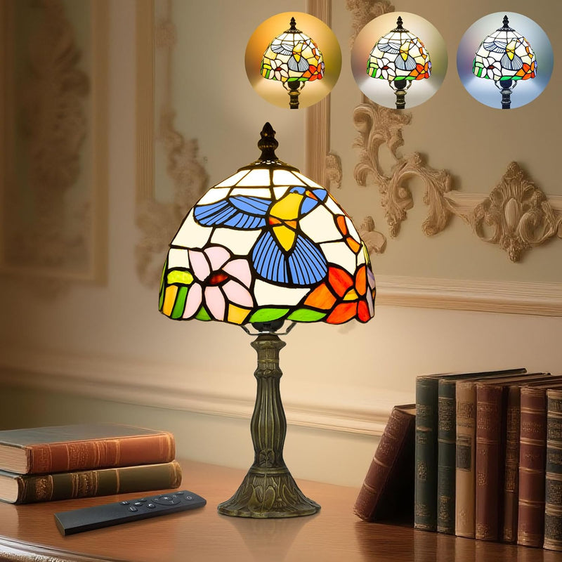 Tiffany Style Table Lamp for Bedroom Remote Control