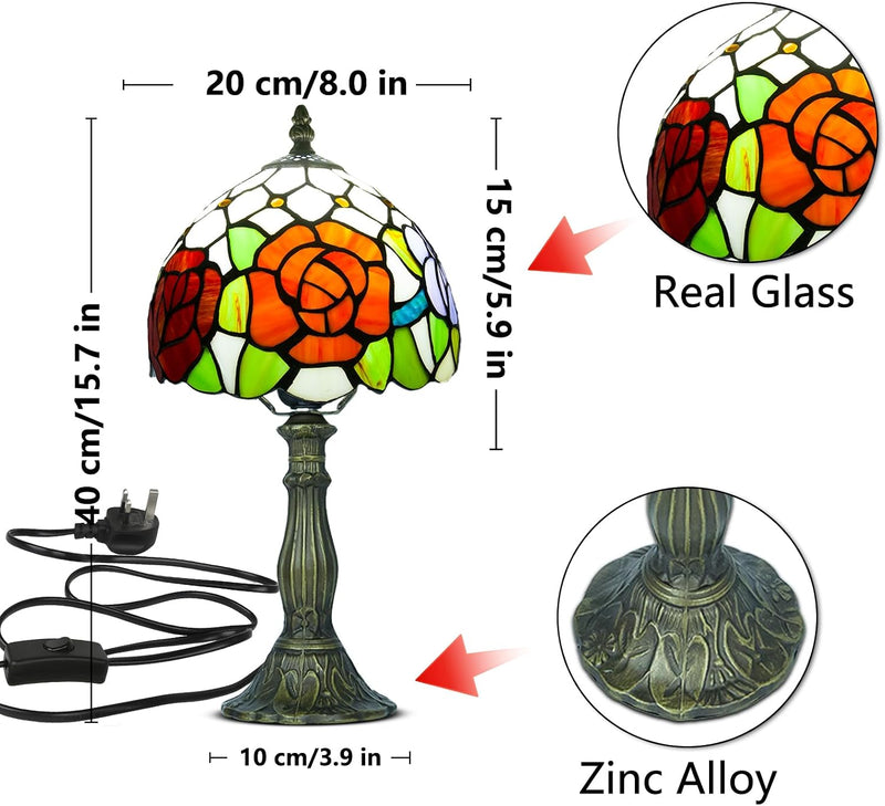 Tiffany Style Table Lamp for Bedroom Remote Control