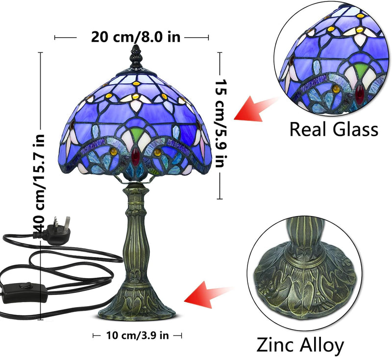 Tiffany Style Table Lamp for Bedroom Remote Control