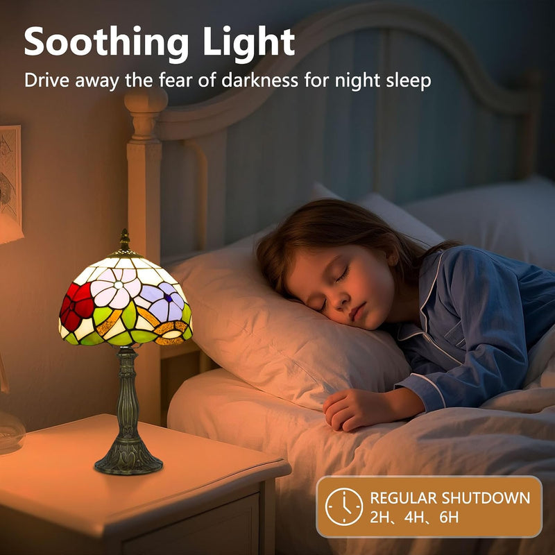 Tiffany Style Table Lamp for Bedroom Remote Control