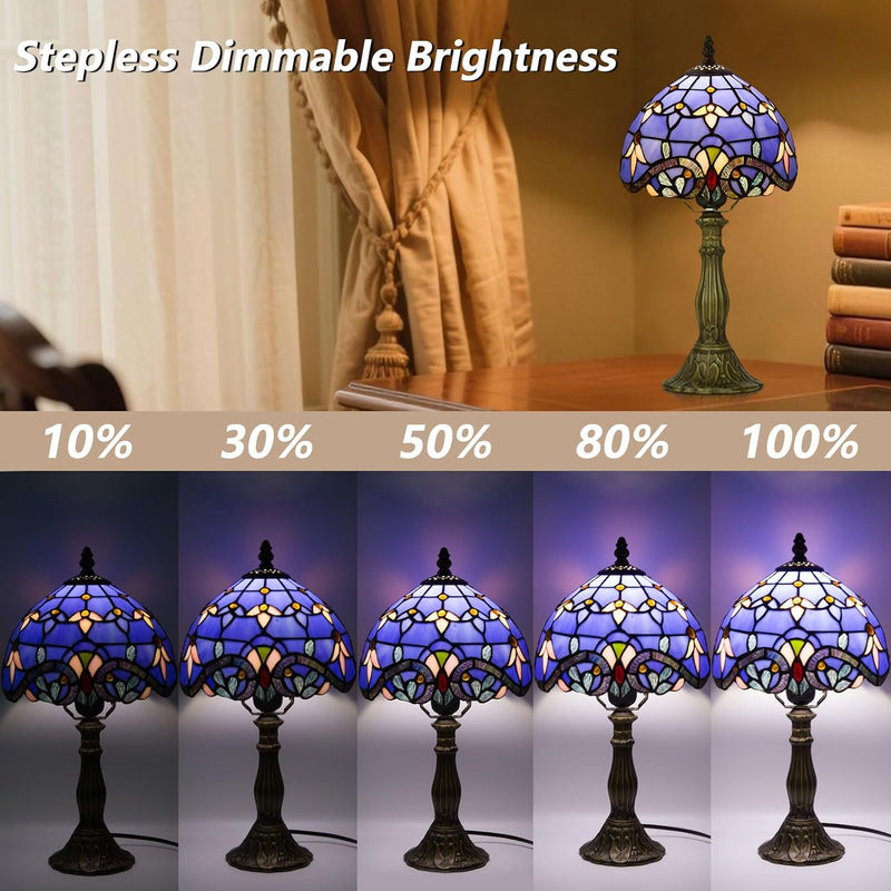 Tiffany Style Table Lamp for Bedroom Remote Control