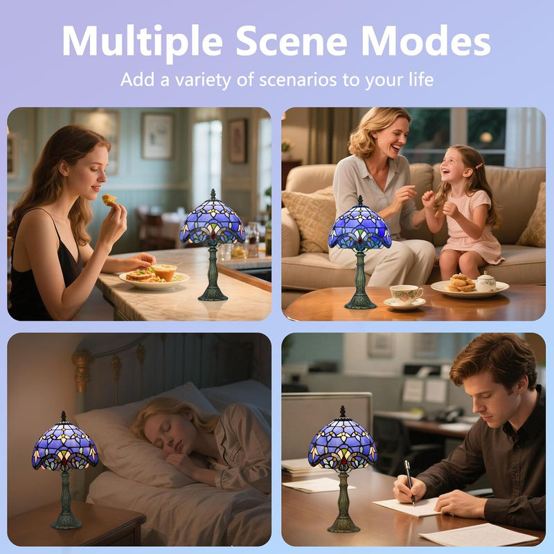 Tiffany Style Table Lamp for Bedroom Remote Control