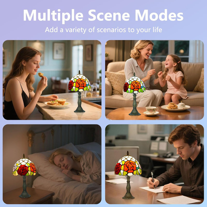 Tiffany Style Table Lamp for Bedroom Remote Control