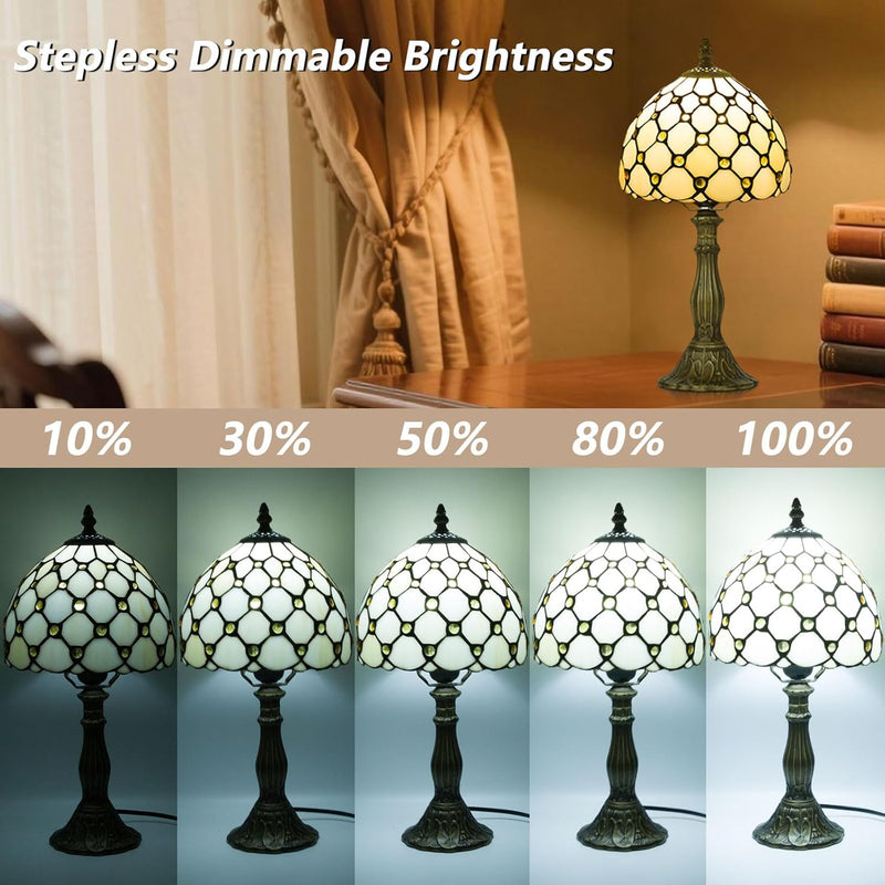 Tiffany Style Table Lamp for Bedroom Remote Control