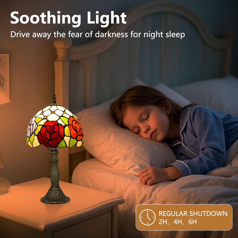 Tiffany Style Table Lamp for Bedroom Remote Control