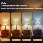Tiffany Style Table Lamp for Bedroom Remote Control