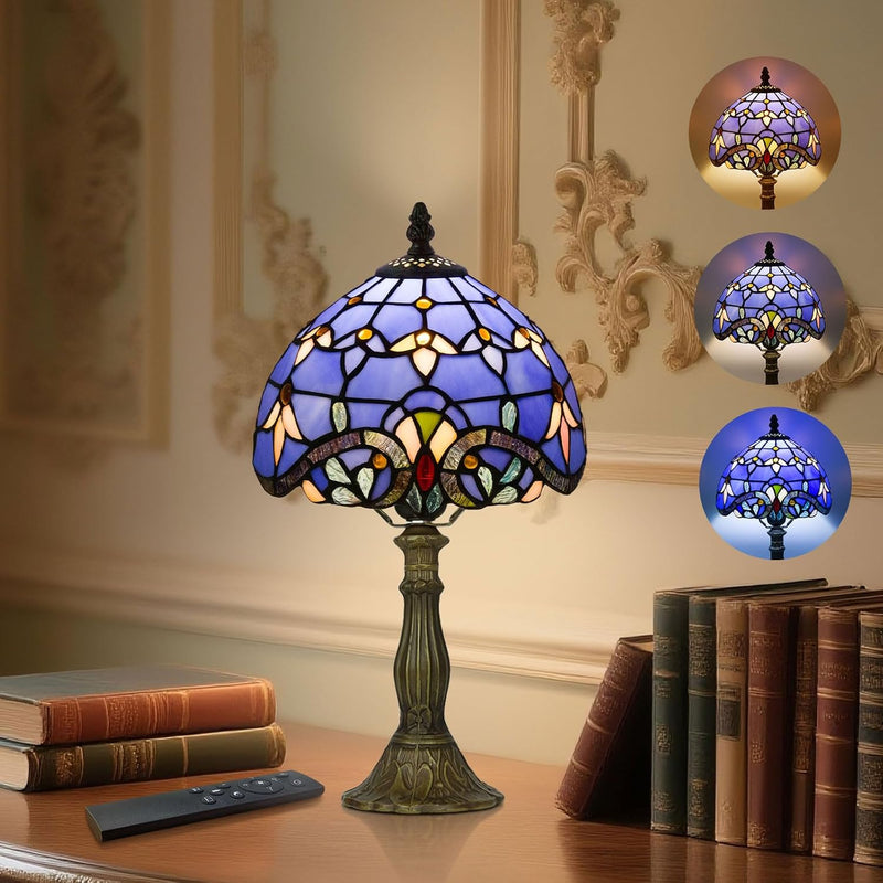 Tiffany Style Table Lamp for Bedroom Remote Control