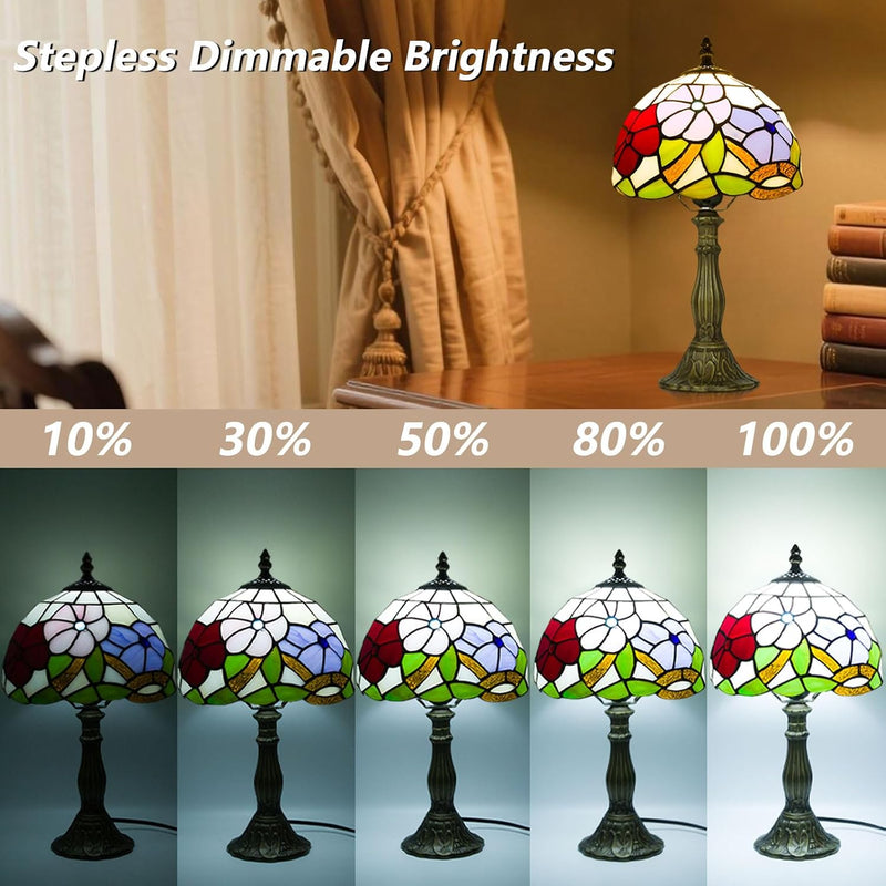 Tiffany Style Table Lamp for Bedroom Remote Control