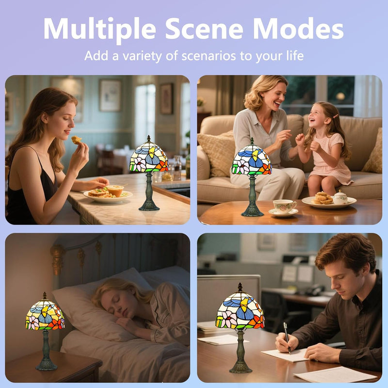 Tiffany Style Table Lamp for Bedroom Remote Control