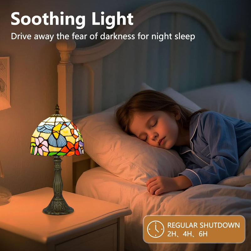 Tiffany Style Table Lamp for Bedroom Remote Control