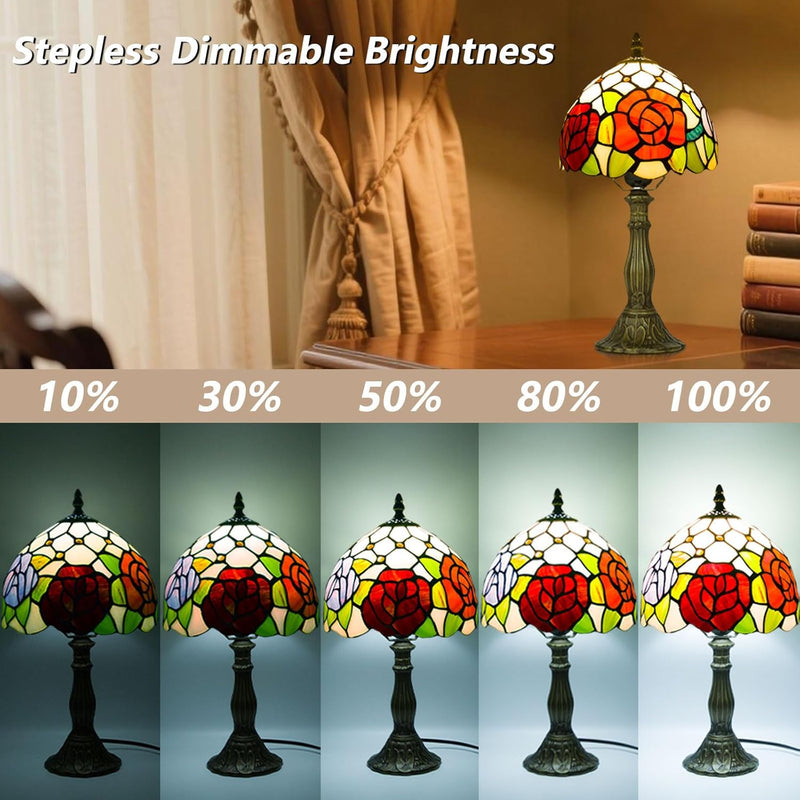 Tiffany Style Table Lamp for Bedroom Remote Control