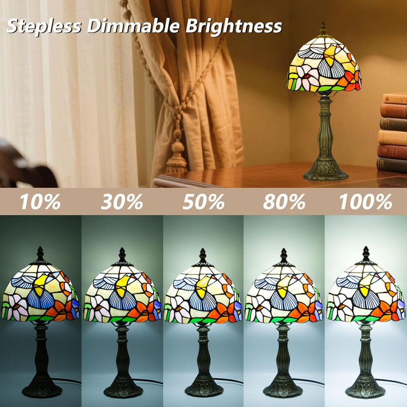 Tiffany Style Table Lamp for Bedroom Remote Control