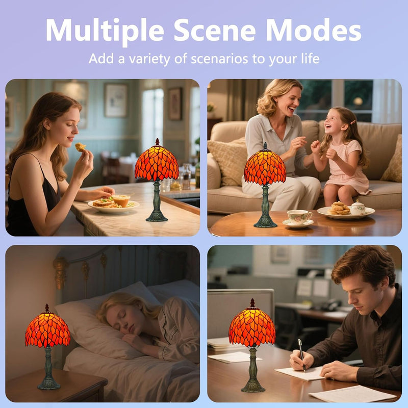 Tiffany Style Table Lamp for Bedroom Remote Control