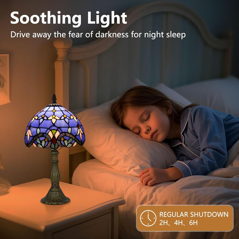 Tiffany Style Table Lamp for Bedroom Remote Control