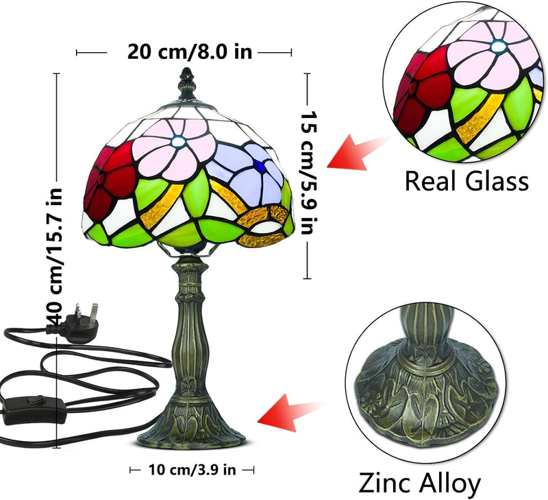 Tiffany Style Table Lamp for Bedroom Remote Control