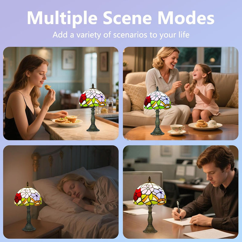 Tiffany Style Table Lamp for Bedroom Remote Control