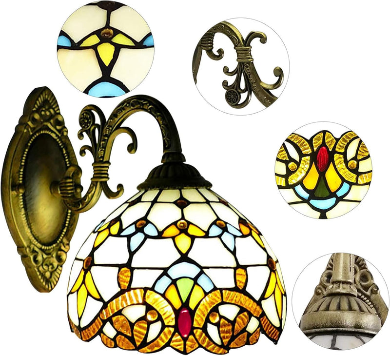 Vintage Style Wall Lamp Baroque Stained Glass Light