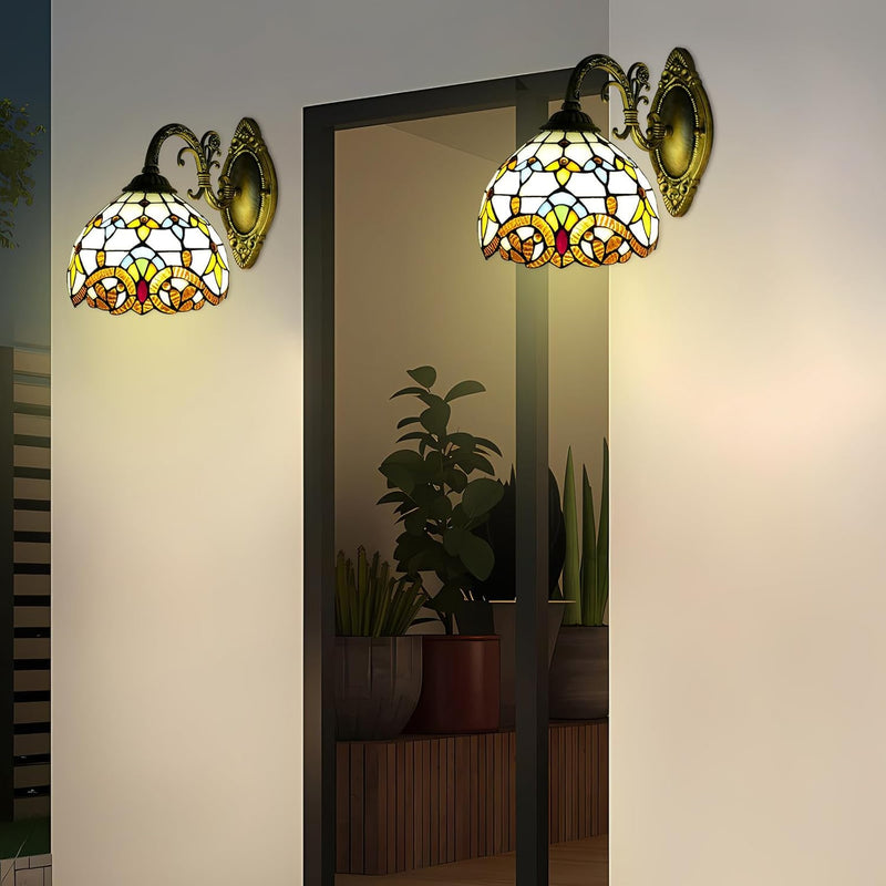Vintage Style Wall Lamp Baroque Stained Glass Light