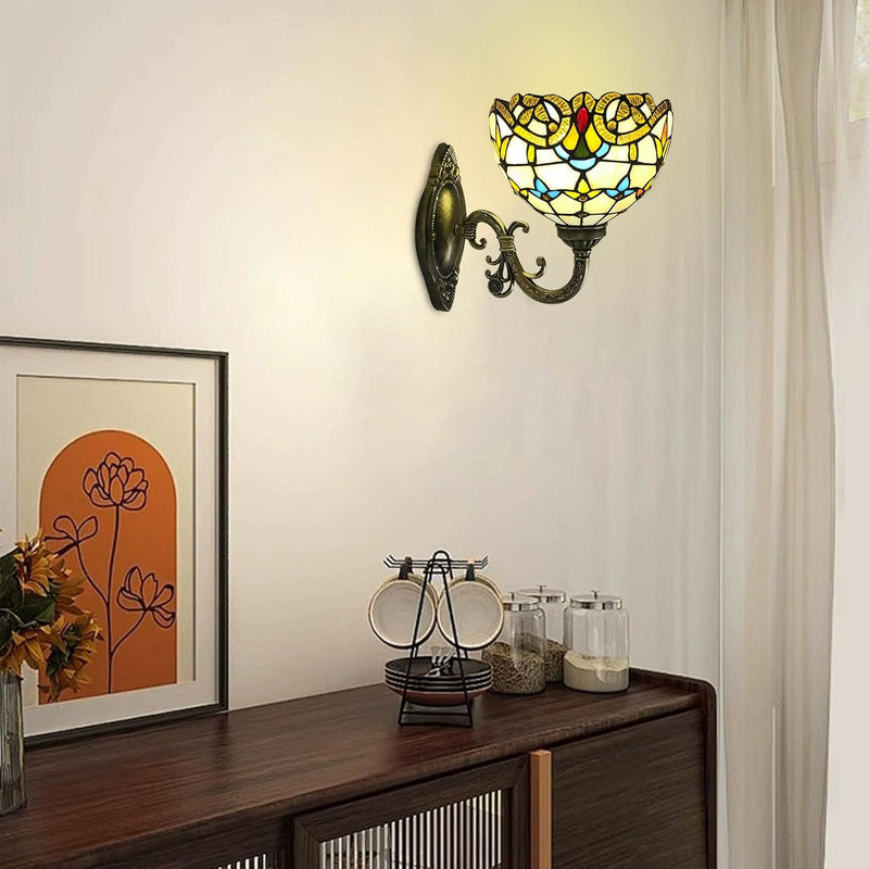 Vintage Style Wall Lamp Baroque Stained Glass Light