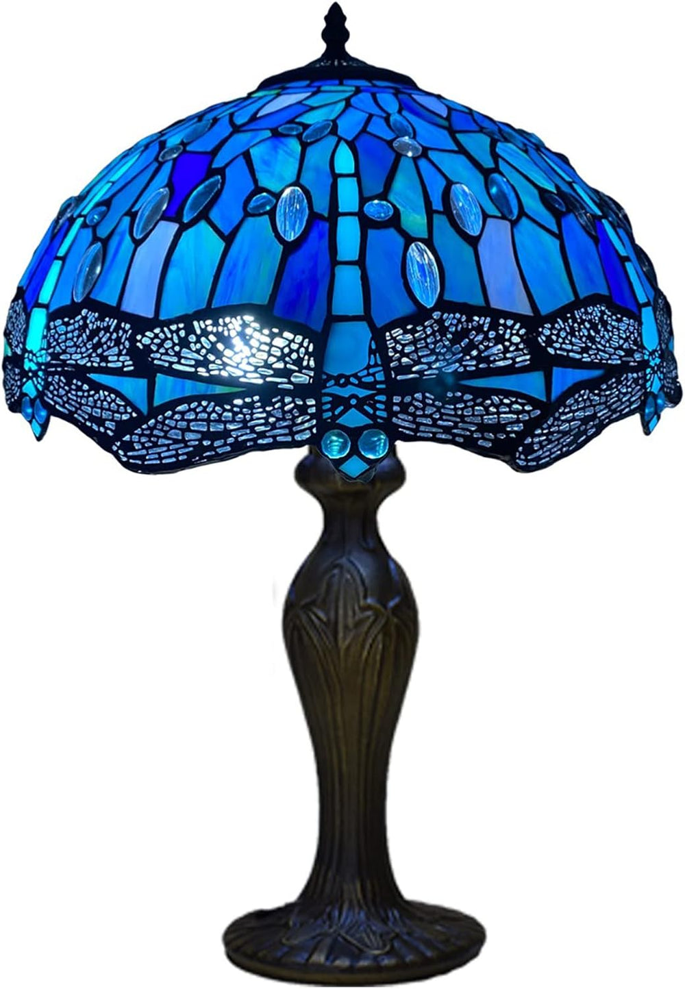 Tiffany Table Lamp 16 Inch Handcrafted Dragonfly Shade