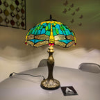 Tiffany Table Lamp 16 Inch Handcrafted Dragonfly Shade