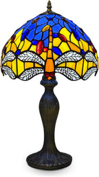 Tiffany Table Lamp Handcrafted Stained Glass Lampshade Stunning