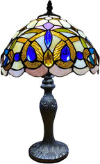 Tiffany Table Lamp Handcrafted Stained Glass Lampshade Stunning