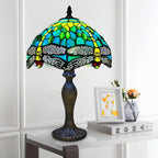 Tiffany Table Lamp Handcrafted Stained Glass Lampshade Stunning