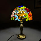 Tiffany Table Lamp Handcrafted Stained Glass Lampshade Stunning