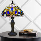 Tiffany Table Lamp Handcrafted Stained Glass Lampshade Stunning